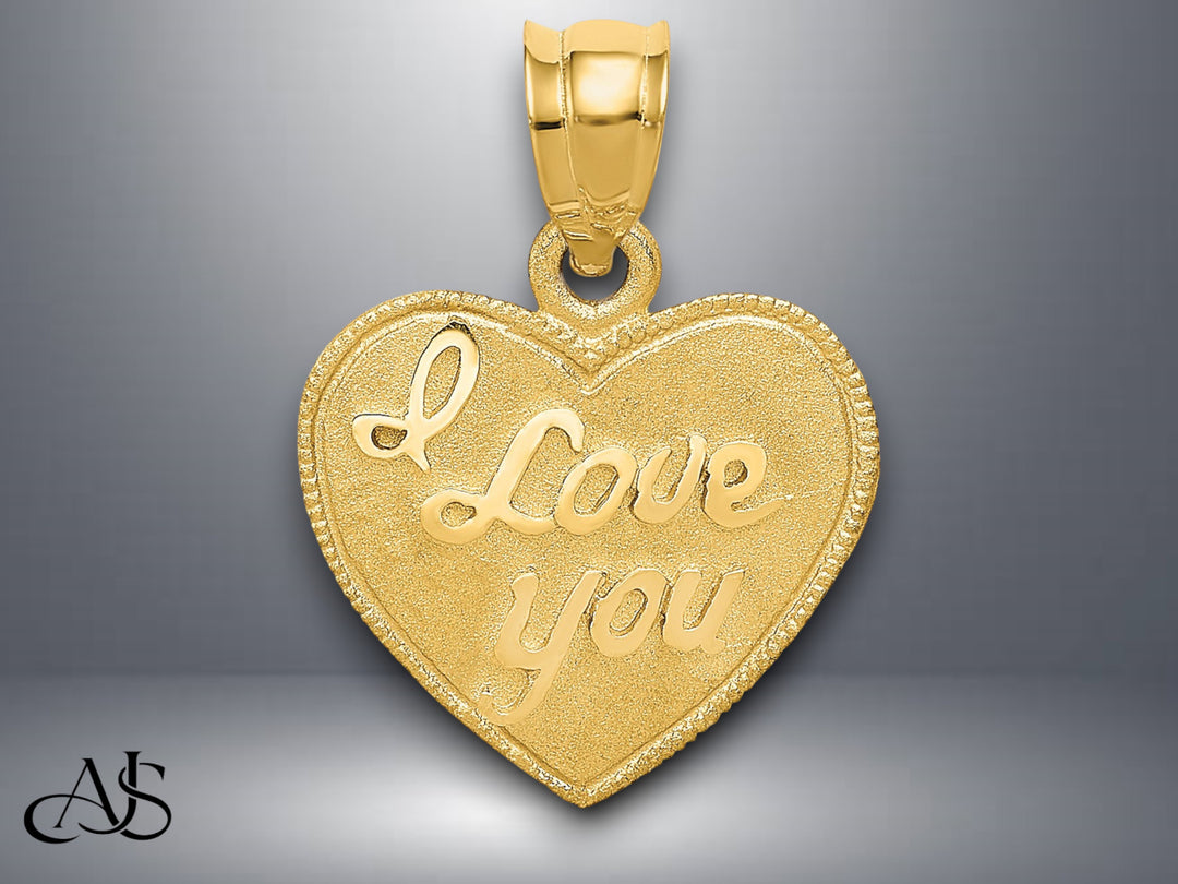 14K Yellow Gold Heart Pendant with Necklace Chain Options