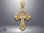 Load image into Gallery viewer, 14K Yellow Gold w/White Rhodium D/C Cross Pendant with Necklace Chain Options
