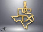 Load image into Gallery viewer, 14K Yellow Gold Solid Texas State Pendant with Necklace Chain Options
