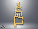Load image into Gallery viewer, 14K Yellow Gold Solid Alabama State Pendant with Necklace Chain Options
