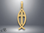 Load image into Gallery viewer, 14K Yellow Gold Ichthus Fish Pendant with Necklace Chain Options
