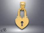 Load image into Gallery viewer, 14K Yellow Gold Polished Heart Lock Charm with Necklace Chain Options
