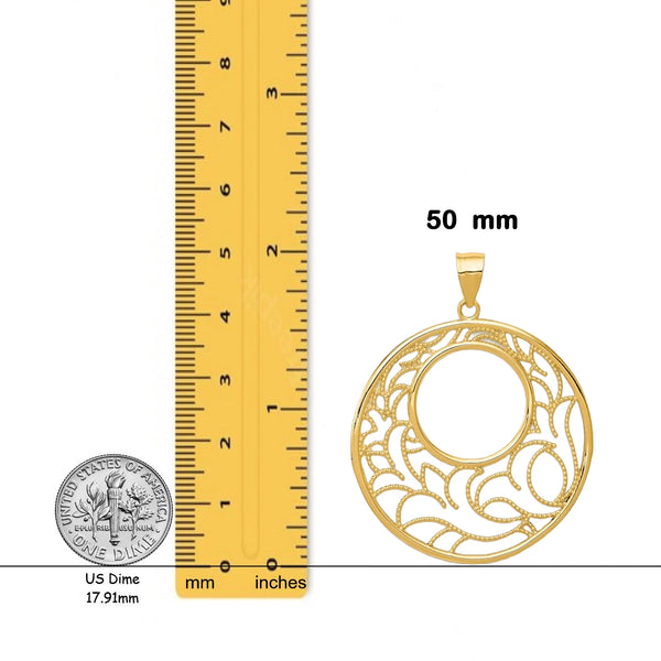 14K Yellow Gold Circle Pendant with Necklace Chain Options