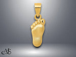 Load image into Gallery viewer, 14K Yellow Gold Diamond-cut Foot Charm with Necklace Chain Options
