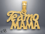 Load image into Gallery viewer, 14K Yellow Gold TE AMO MAMA Charm with Necklace Chain Options
