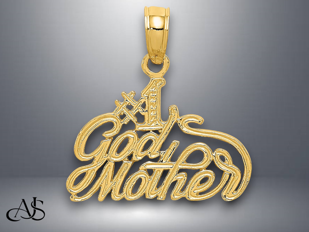 14K Yellow Gold #1 GODMOTHER Pendant with Necklace Chain Options