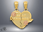 Load image into Gallery viewer, 14K Two-tone Gold BEST FRIENDS Break Apart Heart Pendant with Necklace Chain Options
