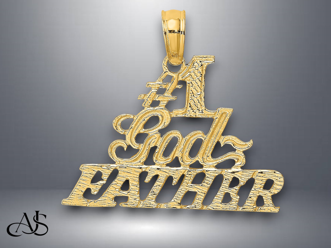 14K Yellow Gold #1 GODFATHER Charm with Necklace Chain Options