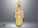 Load image into Gallery viewer, 14K Tri Color Plumeria Sandal Pendant with Necklace Chain Options
