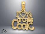 Load image into Gallery viewer, 14K Yellow Gold I HEART TO COOK Charm with Necklace Chain Options
