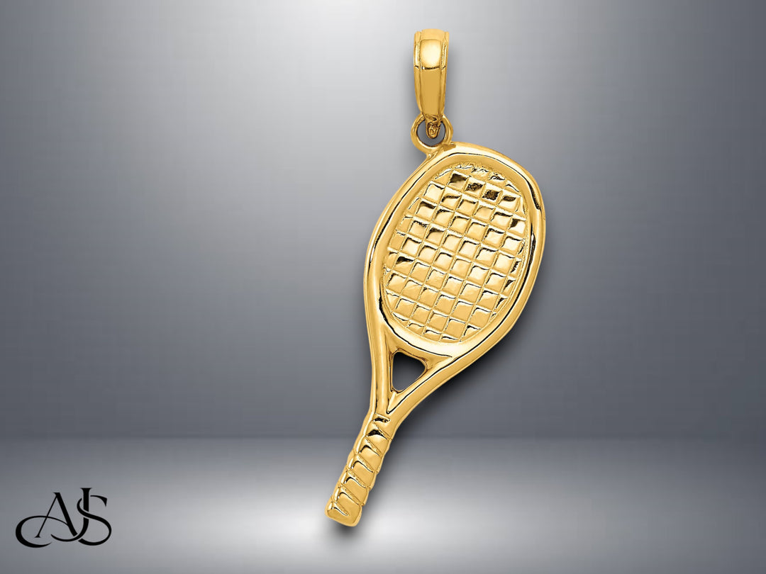 14K Yellow Gold 3-D Racquetball Pendant with Necklace Chain Options