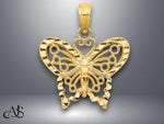 Load image into Gallery viewer, 14K Yellow Gold or White Gold Diamond-cut Butterfly Pendant with Necklace Chain Options
