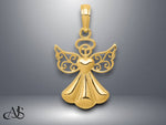 Load image into Gallery viewer, 14K Yellow Gold or White Gold Polished/Textured Guardian Angel Heart Pendant with Necklace Chain Options
