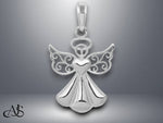 Load image into Gallery viewer, 14K Yellow Gold or White Gold Polished/Textured Guardian Angel Heart Pendant with Necklace Chain Options
