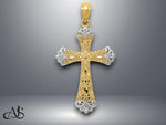Load image into Gallery viewer, 14K Yellow Gold w/Rhodium Reversible Cross Pendant with Necklace Chain Options
