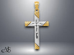 Load image into Gallery viewer, 14K Yellow Gold w/Rhodium Cross Pendant with Necklace Chain Options
