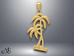 Load image into Gallery viewer, 14K Yellow Gold Polished / Textured Palm Trees Pendant with Necklace Chain Options
