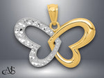 Load image into Gallery viewer, 14K Yellow Gold w/Rhodium Diamond Cut Butterfly Pendant with Necklace Chain Options
