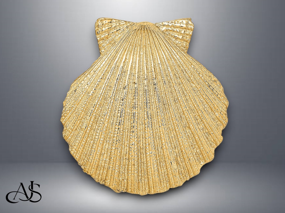 14K Yellow Gold Fits Up To 8mm and 10mm Medium Scallop Shell Slide with Necklace Chain Options