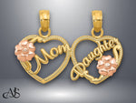 Load image into Gallery viewer, 14K Two-Tone Gold MOM - DAUGHTER Break-apart Hearts Pendant with Necklace Chain Options
