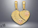 Load image into Gallery viewer, 14K Two-Tone Gold MOMMY-ME Break-apart Heart Pendant with Necklace Chain Options
