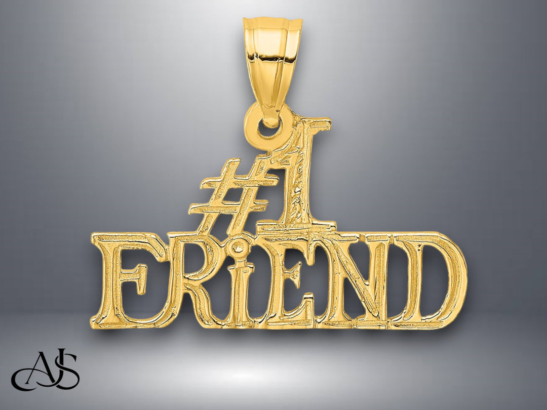 14K Yellow Gold #1 FRIEND Charm with Necklace Chain Options