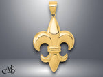 Load image into Gallery viewer, 14K Yellow Gold Large Fleur-De-Lis Pendant with Necklace Chain Options
