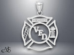 Load image into Gallery viewer, 14K Yellow Gold or White Gold VFD Member Shield Charm with Necklace Chain Options

