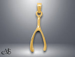 Load image into Gallery viewer, 14K Yellow Gold Wishbone Pendant with Necklace Chain Options
