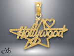 Load image into Gallery viewer, 14K Yellow Gold I HEART HOLLYWOOD Star Charm with Necklace Chain Options
