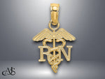 Load image into Gallery viewer, 14K Yellow Gold RN Caduceus Charm with Necklace Chain Options
