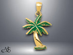 Load image into Gallery viewer, 14K Yellow Gold Enameled Palm Trees Pendant with Necklace Chain Options
