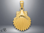 Load image into Gallery viewer, 14K Yellow Gold Solid Scallop Shell Pendant with Necklace Chain Options
