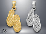 Load image into Gallery viewer, 14K Yellow Gold or White Gold 3D Flip Flops Pendant with Necklace Chain Options
