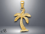 Load image into Gallery viewer, 14K Yellow Gold or White Gold Solid Palm Tree Pendant with Necklace Chain Options
