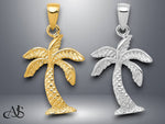 Load image into Gallery viewer, 14K Yellow Gold or White Gold Solid Palm Tree Pendant with Necklace Chain Options
