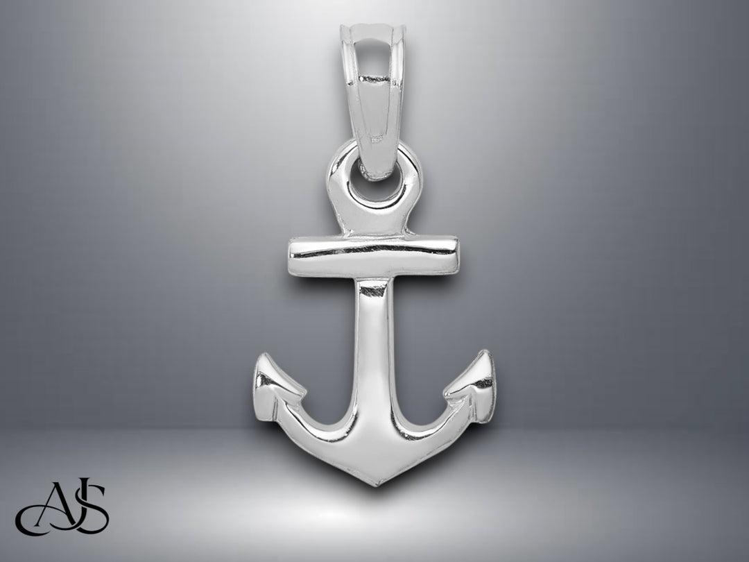 14K Yellow Gold or White Gold Mini Anchor Pendant with Necklace Chain Options