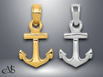 Load image into Gallery viewer, 14K Yellow Gold or White Gold Mini Anchor Pendant with Necklace Chain Options
