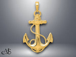 Load image into Gallery viewer, 14K Yellow Gold or White Gold Anchor w/Rope Pendant with Necklace Chain Options
