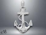 Load image into Gallery viewer, 14K Yellow Gold or White Gold Anchor w/Rope Pendant with Necklace Chain Options

