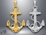 Load image into Gallery viewer, 14K Yellow Gold or White Gold Anchor w/Rope Pendant with Necklace Chain Options
