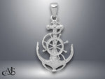 Load image into Gallery viewer, 14K Yellow Gold or White Gold Medium Anchor w/Wheel Pendant with Necklace Chain Options
