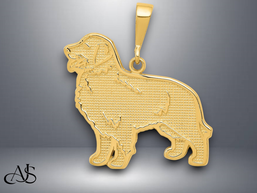14K Yellow Gold Golden Retriever Pendant with Necklace Chain Options