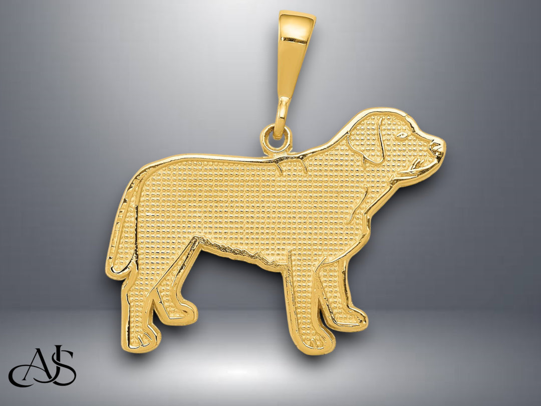 14K Yellow Gold Labrador Dog Pendant with Necklace Chain Options
