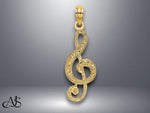 Load image into Gallery viewer, 14K Yellow Gold Treble Clef Charm with Necklace Chain Options
