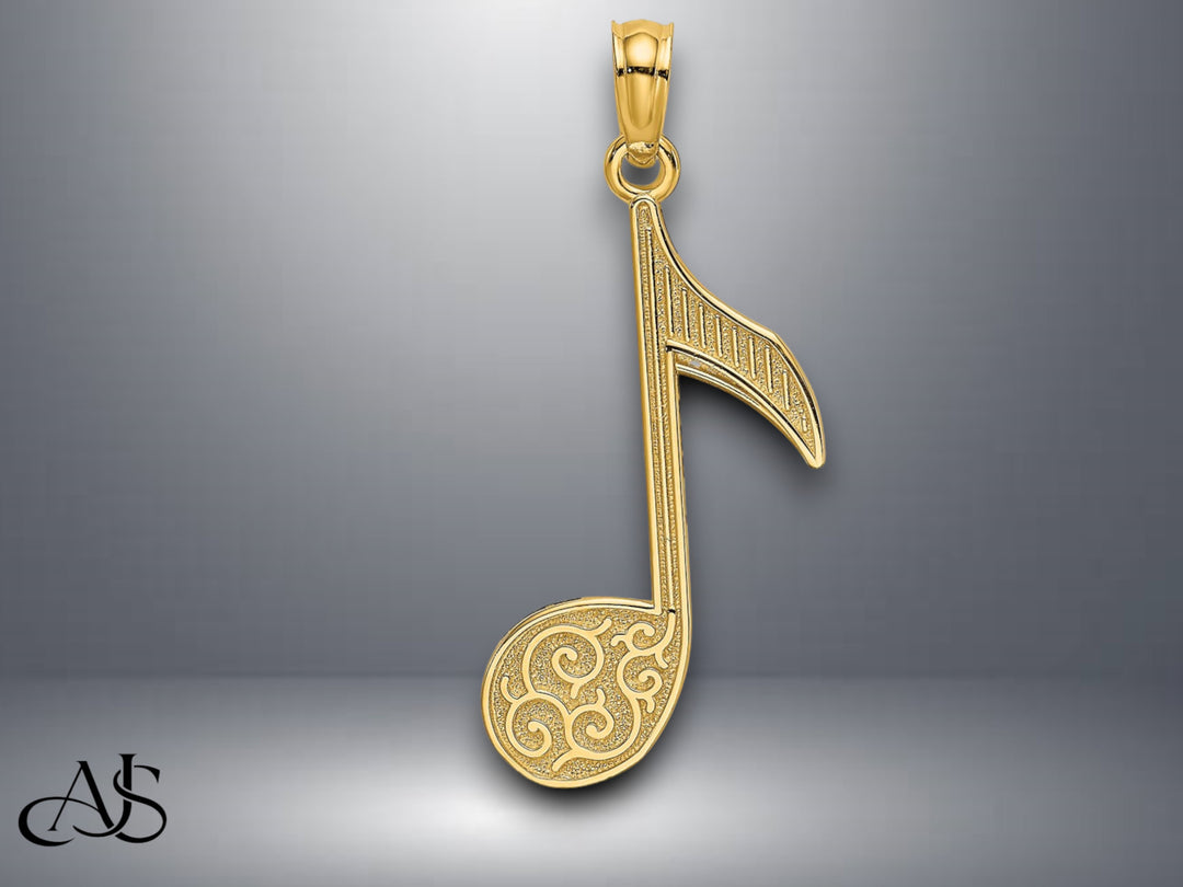 14K Yellow Gold Music Note Charm with Necklace Chain Options