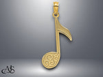 Load image into Gallery viewer, 14K Yellow Gold Music Note Charm with Necklace Chain Options
