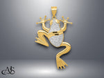 Load image into Gallery viewer, 14K Yellow Gold and Rhodium Diamond-cut Frog Pendant with Necklace Chain Options

