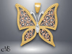 Load image into Gallery viewer, 14K Two-tone w/White Rhodium Diamond-cut Butterfly Pendant with Necklace Chain Options
