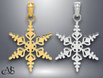 Load image into Gallery viewer, 14K Yellow Gold or White Gold Polished Snowflake Charm with Necklace Chain Options
